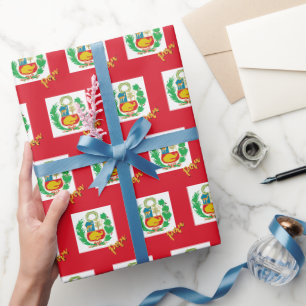 Peru Wrapping Paper, Red, patriotic Peruvian Flag Paper