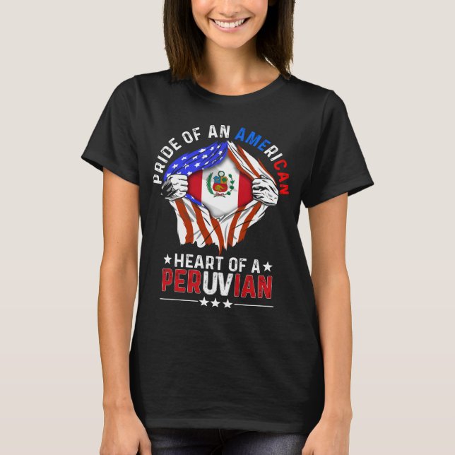 Peruvian American Foreign Country Peru Flag T-Shirt (Front)