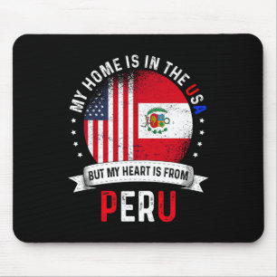 Peruvian American Patriot Heart Is From Peru Flag Mouse Pad