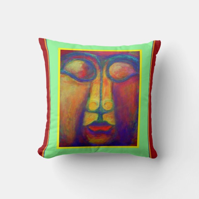 Peruvian Art Face Stufy by Sharles Cushion (Front)