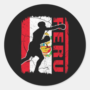 Peruvian Boxing Team Peru Flag Boxing Gloves Classic Round Sticker