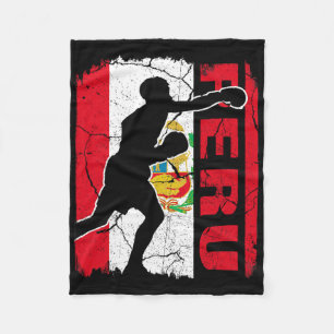 Peruvian Boxing Team Peru Flag Boxing Gloves  Fleece Blanket