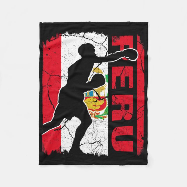 Peruvian Boxing Team Peru Flag Boxing Gloves  Fleece Blanket (Front)