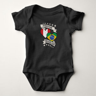 Peruvian Brazilian Heart Flags Peru Brazil Baby Bodysuit