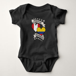 Peruvian Colombian Heart Flags Peru Colombia Baby Bodysuit