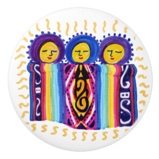 Peruvian Dolls Ceramic Knob