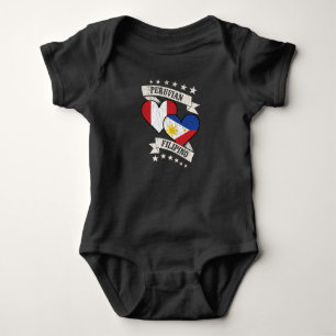 Peruvian Filipino Heart Flags Peru Philippines Baby Bodysuit