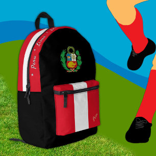Peruvian Flag backpack, Peru, patriot black Printed Backpack