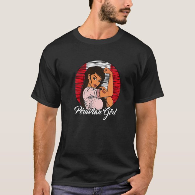 Peruvian Flag Peru Peruvian Girl   T-Shirt (Front)