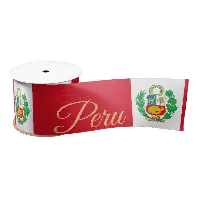 Peruvian Flag & Peru travel, party /sports  Satin Ribbon (Spool)