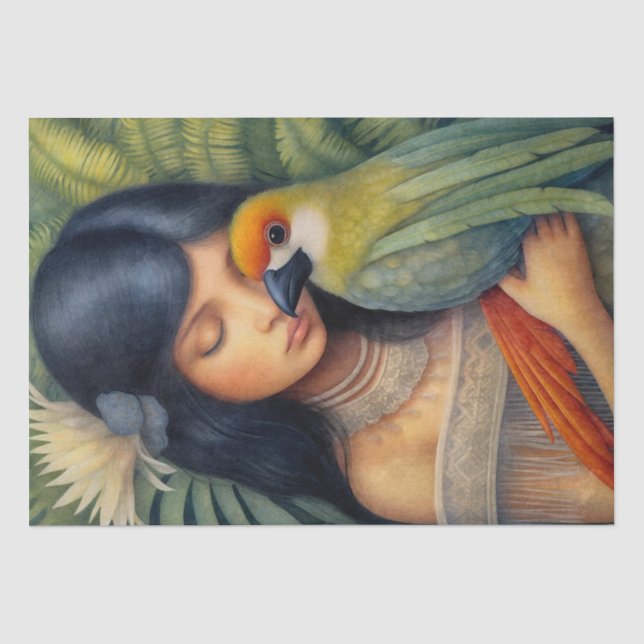 Peruvian Girl And Parrot Tissue Paper (Front)