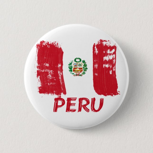 Peruvian grunge flag design 6 cm round badge (Front)