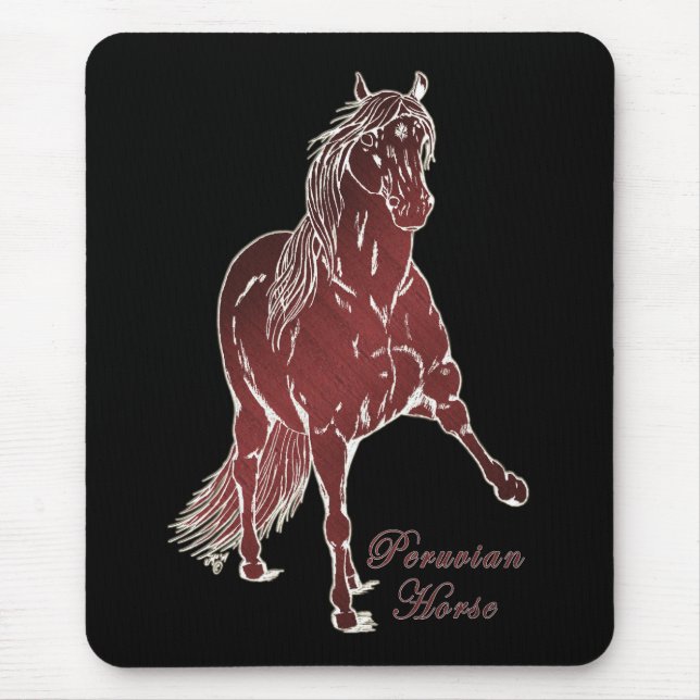 Peruvian Horse Woodcut Mouse Pad (Front)