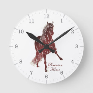 Peruvian Horse Woodcut Round Clock