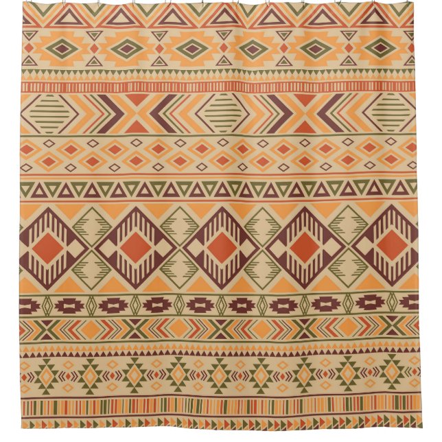Peruvian Indian: Tribal Geometric Seamless Shower Curtain (Front)