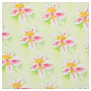 Peruvian lily botanical watercolor floral fabric