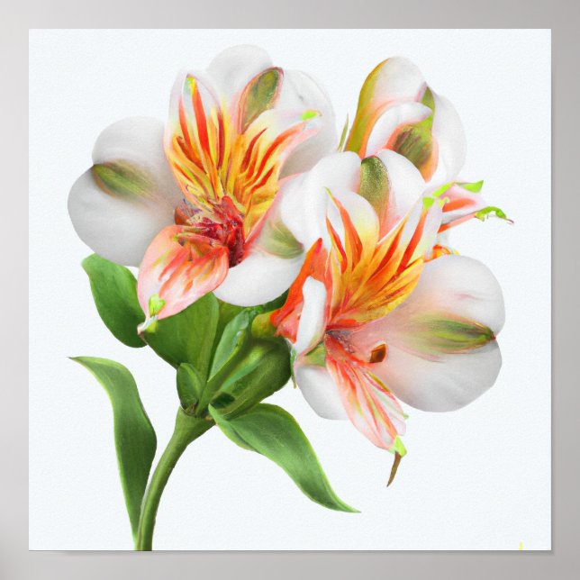 Peruvian Lily Flowers Art Print Poster (Front)