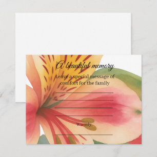 Peruvian lily memorial message card