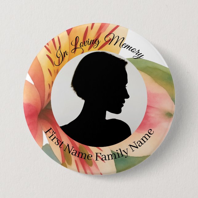 Peruvian lily memorial photo button (Front)