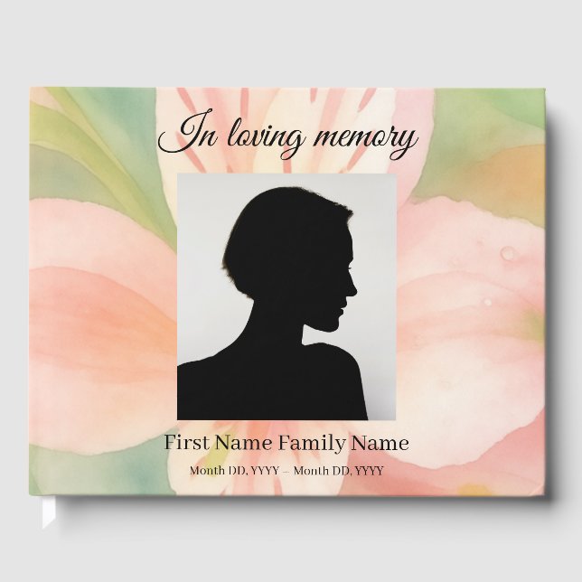 Peruvian lily pastel funeral guest book (Front)