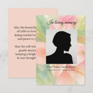 Peruvian lily pastel funeral prayer card