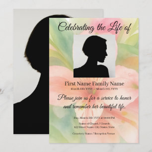 Peruvian lily pastel memorial invitation
