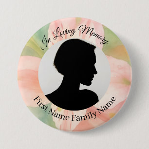 Peruvian lily pastel memorial photo button