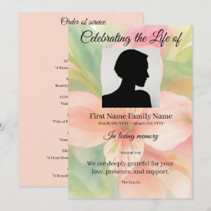 Peruvian lily pastel order of service invitation