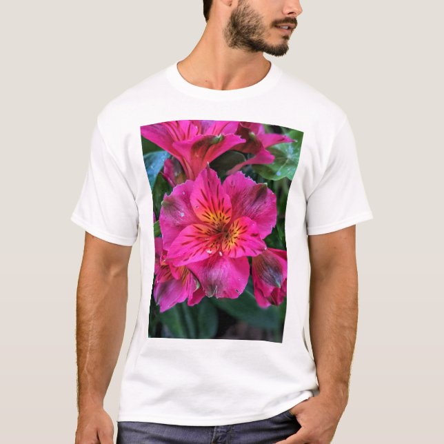 Peruvian Lily Pink Colour  T-Shirt (Front)
