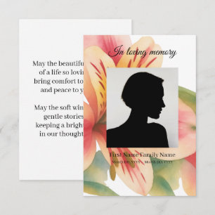 Peruvian lily purple funeral prayer card