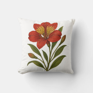 Peruvian Lily Throw Pillow   Vintage Botanical