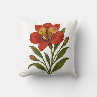 Peruvian Lily Throw Pillow | Vintage Botanical