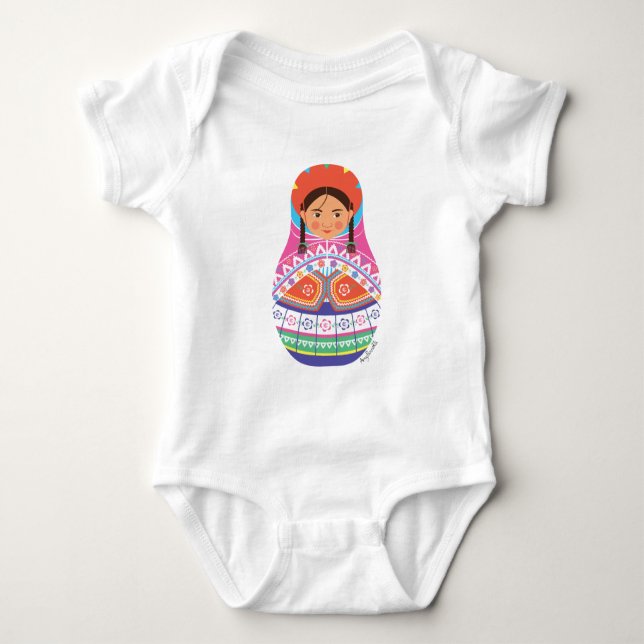 Peruvian Matryoshka Baby Bodysuit (Front)