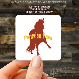 Peruvian Paso Horse Silhouette Bold Text Square Sticker