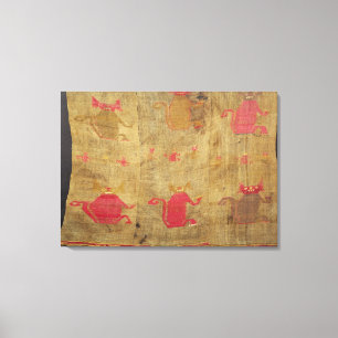 Peruvian shroud; cotton and vicuna brocaded canvas print