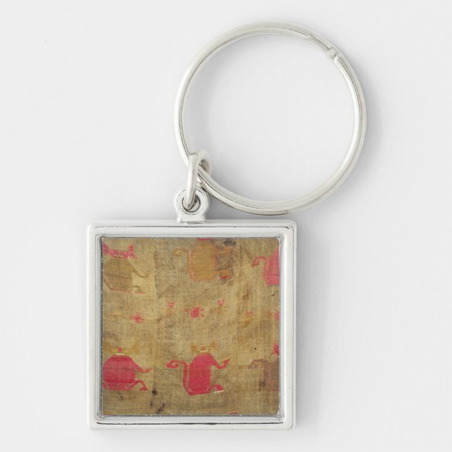 Peruvian shroud; cotton and vicuna brocaded key ring (Front)