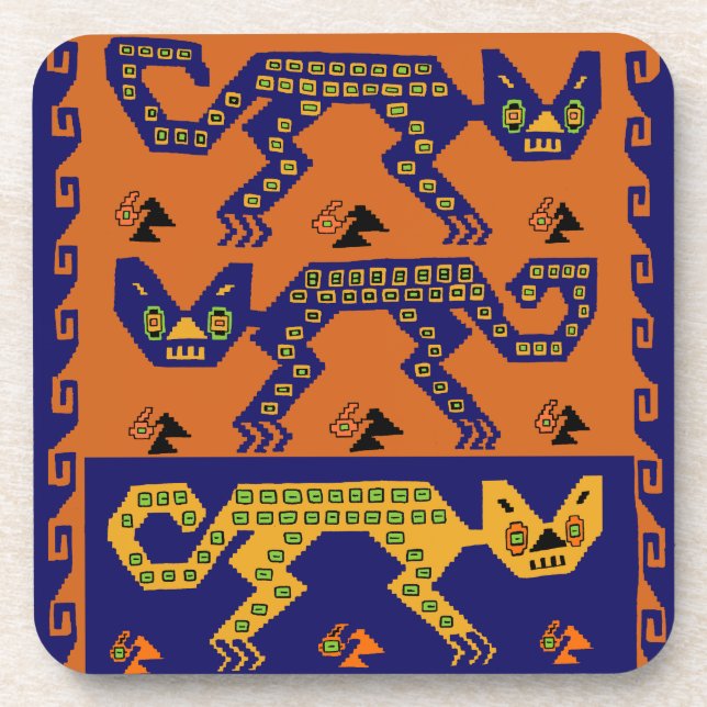 Peruvian Tribal Cats Coaster (Front)