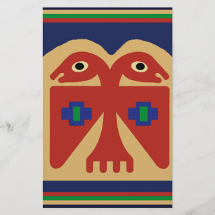 Peruvian Two-Headed Tribal Bird Stationery