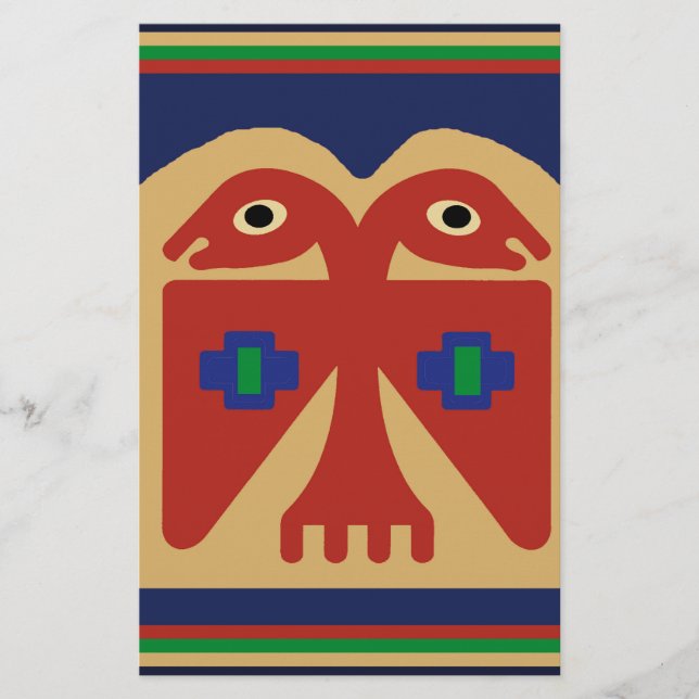 Peruvian Two-Headed Tribal Bird Stationery (Front)