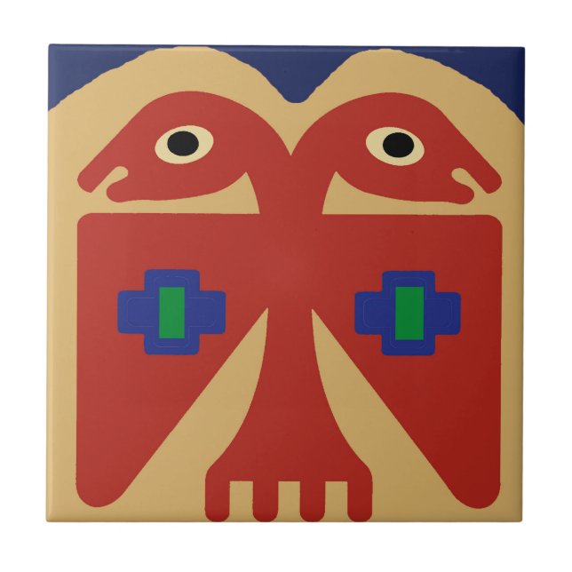 Peruvian Two-Headed Tribal Bird Tile (Front)