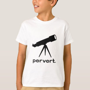 Pervert with Telescope Funny Parody Humour T-Shirt