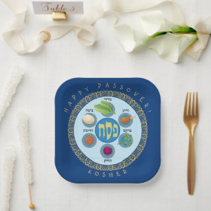 Pesach Seder Kosher six different Passover foods Paper Plate