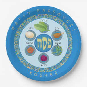 Pesach Seder Kosher six different Passover foods Paper Plate
