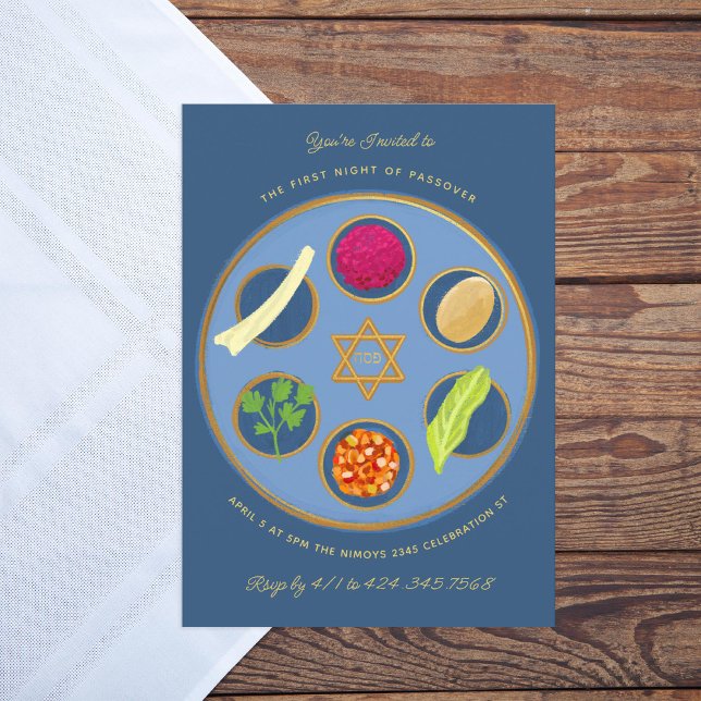 Pesach Seder Plate Happy Passover Dinner Invitation (Creator Uploaded)