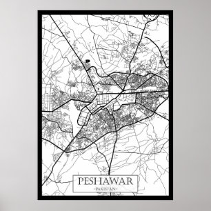 Peshawar Pakistan City Map Poster