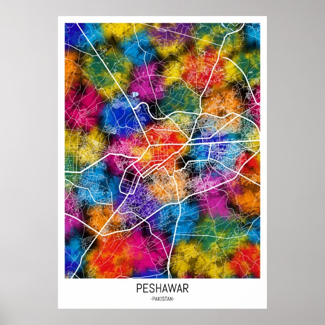  Peshawar Pakistan City Map Poster (Front)