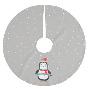 Pesonalized Cute little Christmas Penquin  Brushed Polyester Tree Skirt