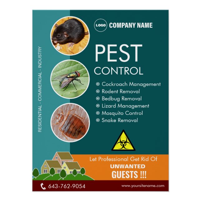 Pest Control Editable Glossy Poster (Front)