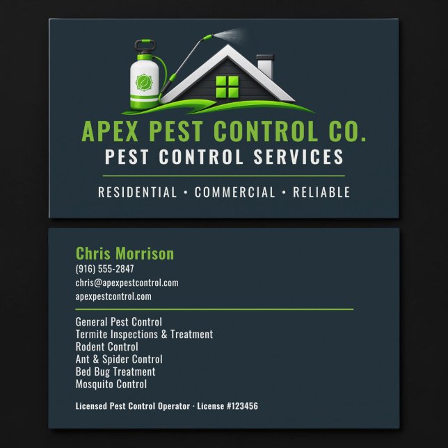 Pest Control Exterminator Professional Services Business Card (Creator Uploaded)