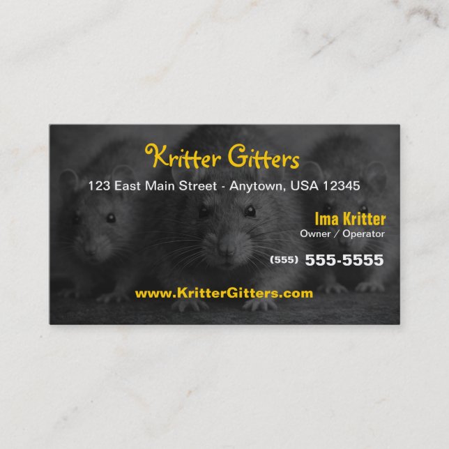 Pest Control | Rat & Rodent Control  Business Card (Front)